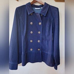 Lemon Way Womens Wonder Stretch Peplum Hem Denim Jacket Size XL